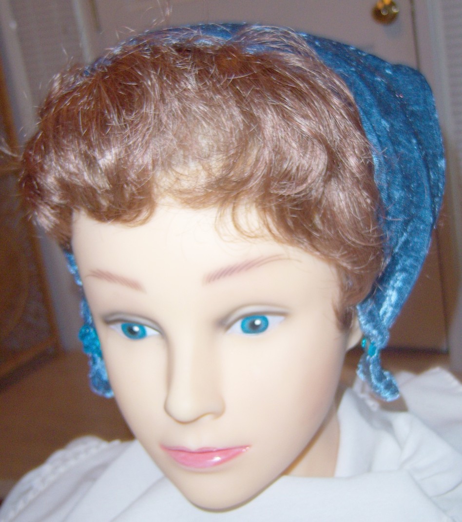 Girl's Blue Velour Bandana Hat